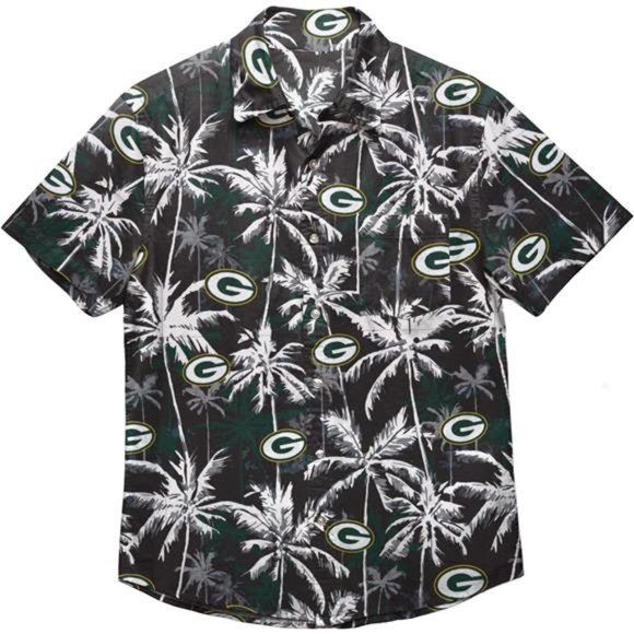 FOCO NFL Mens NFL Team Logo Floral Aloha Tropical Button Up Shirt - Picture 4 of 5